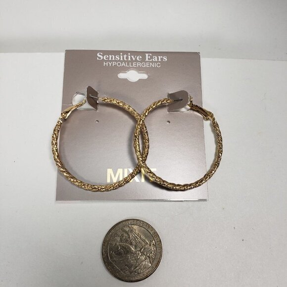 MIXIT Women’s Gold-Tone Twisted Rope Hoop Earrings – 1.5" Hypoallergenic Jewelry - Picture 9 of 11
